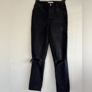 Abercrombie&Fitch The 90’s Straight Ultra High Rise Black Jeans Curve Mom Sz 26L